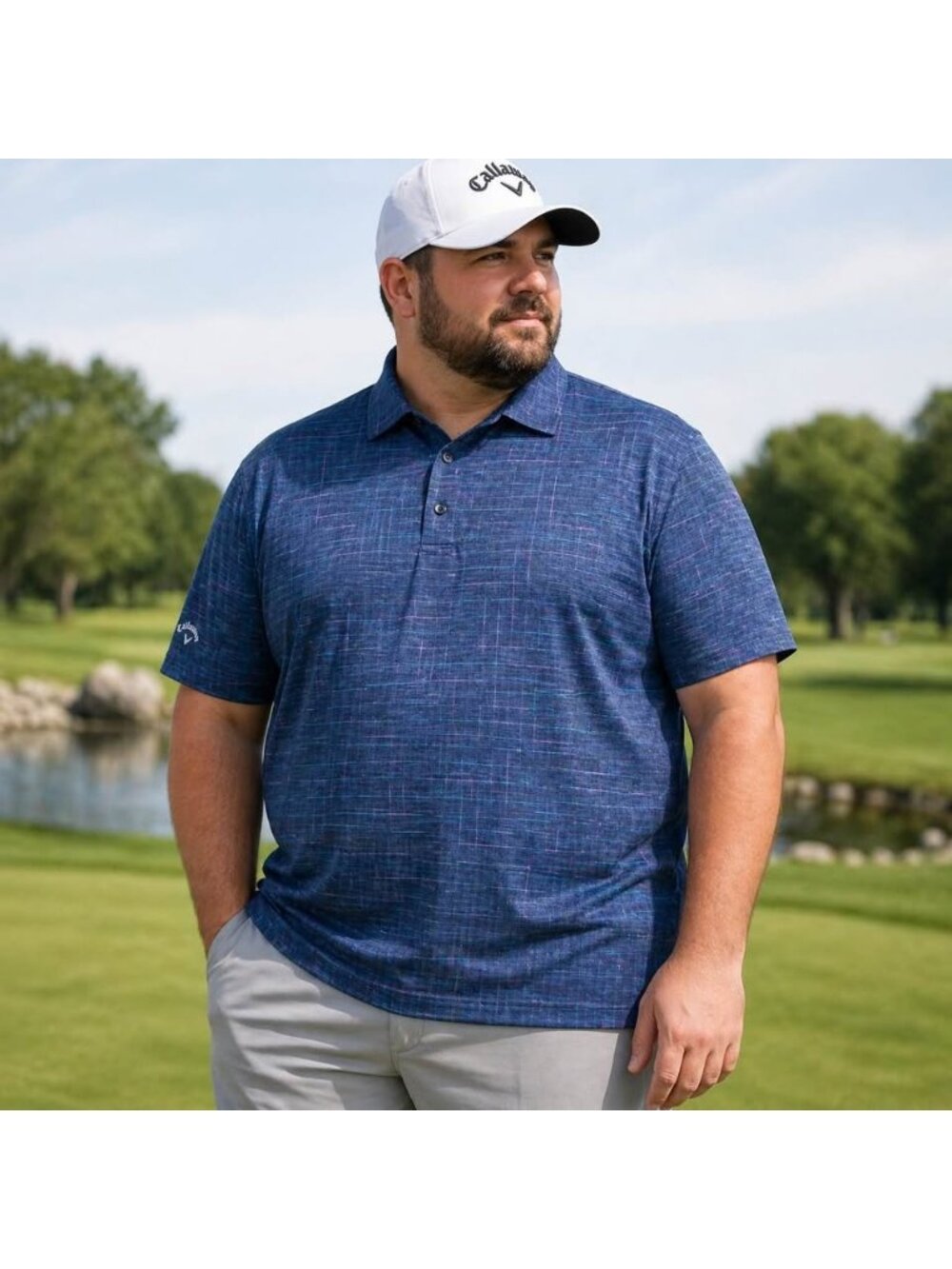 Callaway Golf Polo Shirt Men’s 4XL – Opti-Dri Stretch – Blue Pattern